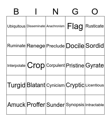 Vocab Unit #1 Marc Adama Nifemi Byron Bingo Card