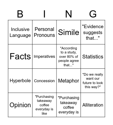 Persuasive Techniques Bingo Card