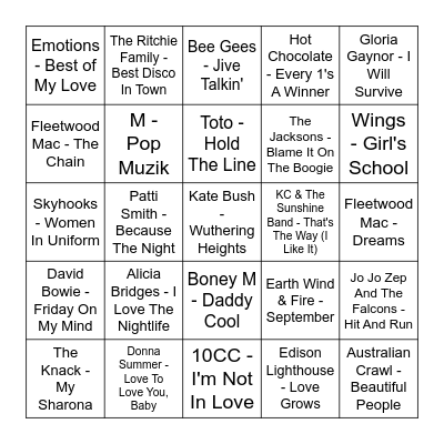 ★ Music Bingo w Bonnie Anne ★ Bingo Card
