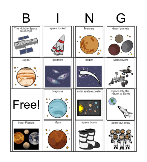 Outer Space BINGO Card