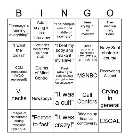 Shiny Happy People Bingo! Bingo Card