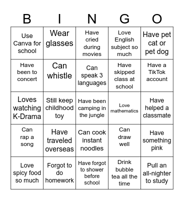 FIND SOMEONE WHO... Bingo Card