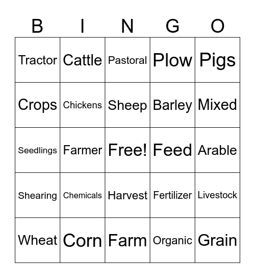 Agriculture BINGO Card
