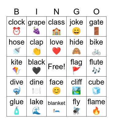 Phonics bl cl fl + long vowel Bingo Card
