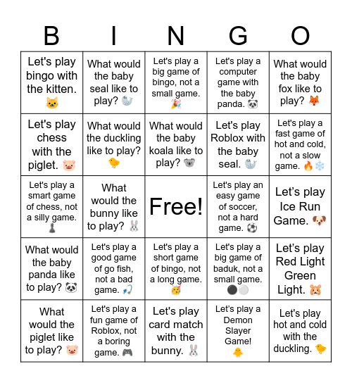 B5 L14 Let's play a big game of bingo, not a small game. 🎉 Bingo Card