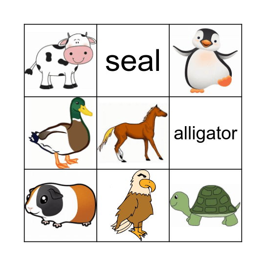 Animals Bingo Card
