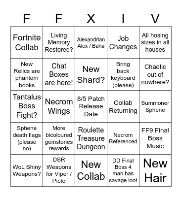 Live Letter (7/24) Bingo Card