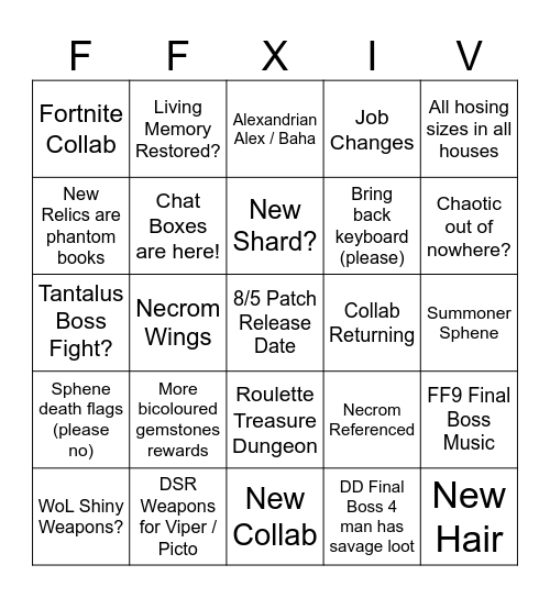 Live Letter (7/24) Bingo Card