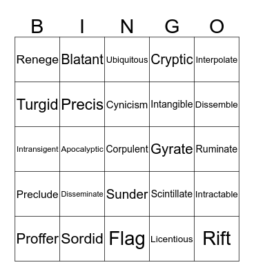 Vocab Unit # 1 Marc Adama Nifemi Byron Bingo Card