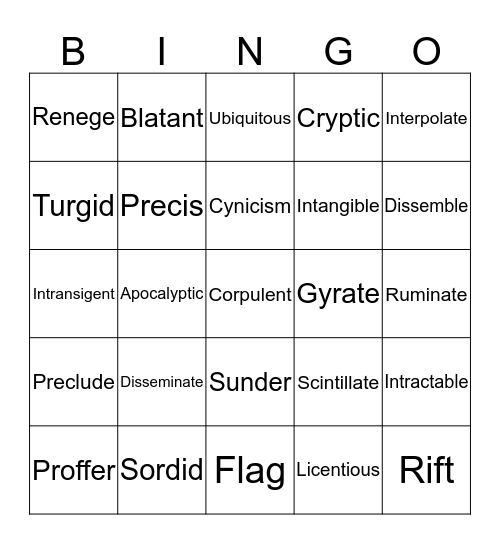 Vocab Unit # 1 Marc Adama Nifemi Byron Bingo Card