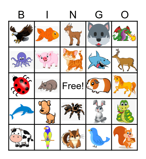 ANIMAL Bingo Card