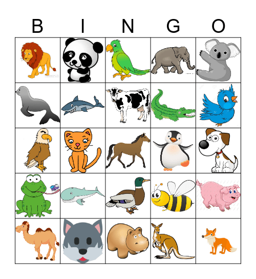 ANIMALS BINGO! Bingo Card