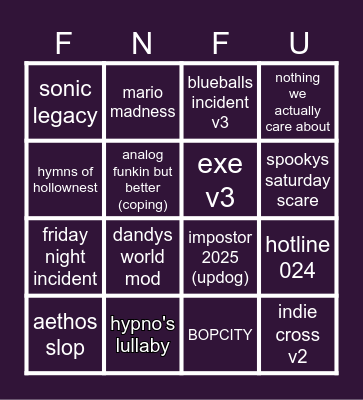 fnf secret mods in ramware broadcast 2 bingo Card