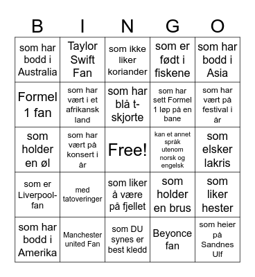 Finn en Bingo Card