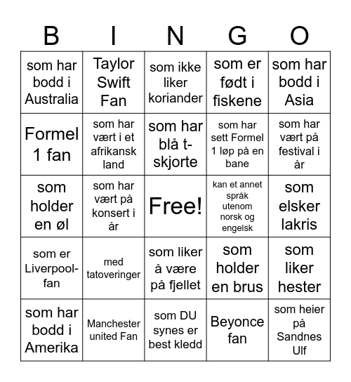 Finn en Bingo Card
