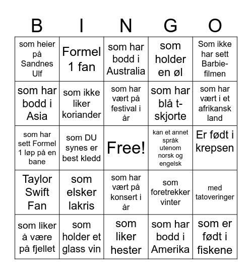Finn en Bingo Card