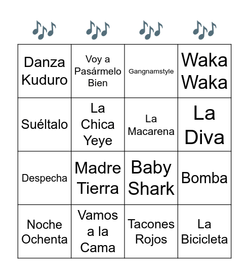 BINGO MUSICAL Bingo Card