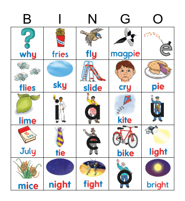Long Vowel I BINGO Card