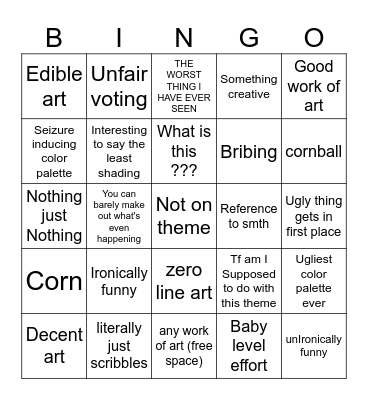 Roblox art bingo Card