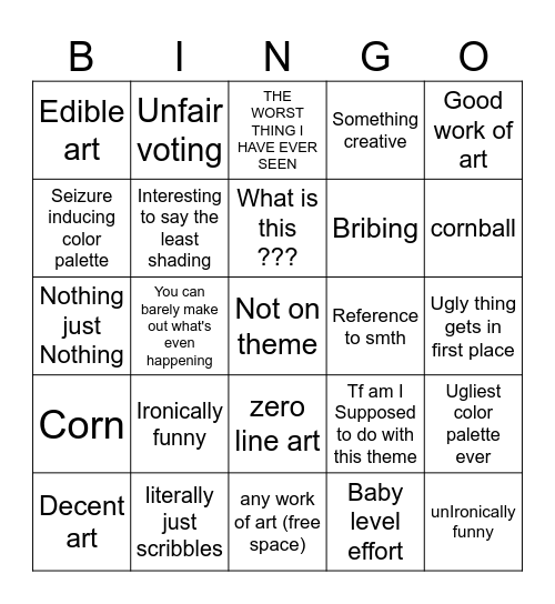 Roblox art bingo Card