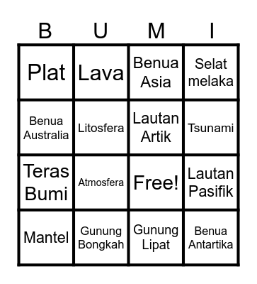 BINGO BUMI Bingo Card