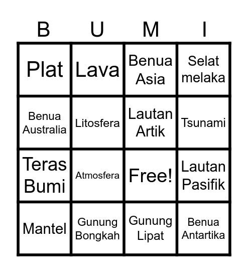 BINGO BUMI Bingo Card