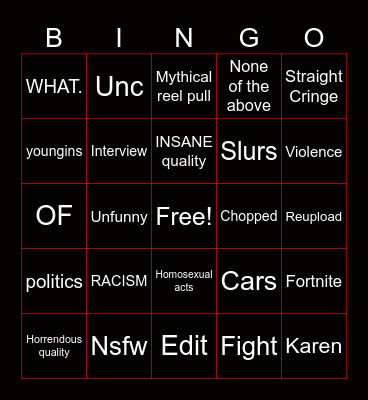Slims slimjim Bingo Card