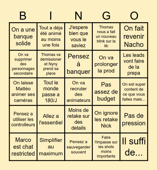 Le Bingo des marsus Bingo Card
