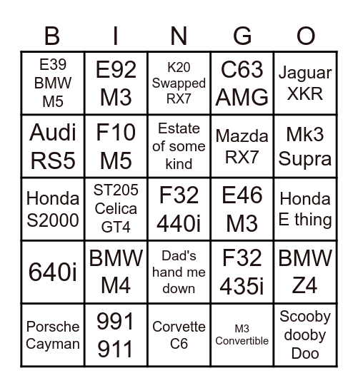 Spingo Bingo Card