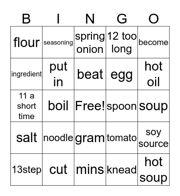 fanqiechaoda he miantiao Bingo Card