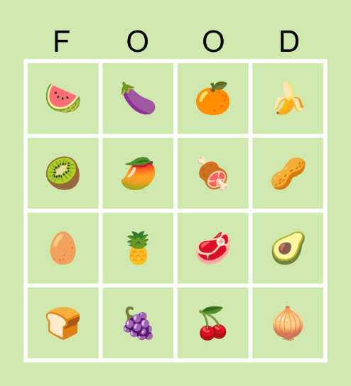 NUTRI BINGO Card