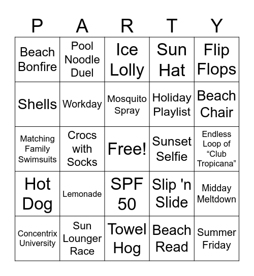 Summer Bingo Card
