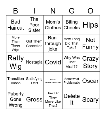 YT Shorts Bingo Card
