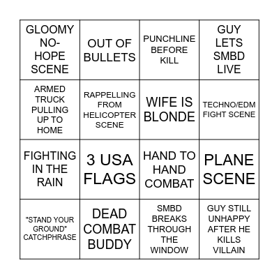 ACTION MOVIE TROPES BINGO 2 Bingo Card