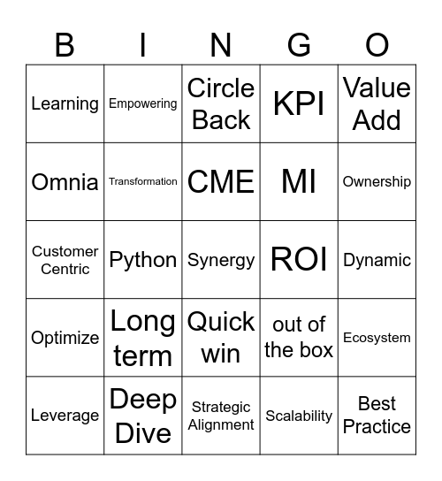 The Corporate Buzz Bingo Card