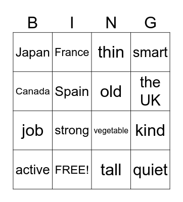 service Bingo Card