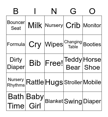 Sara's Baby Shower Bingo Card