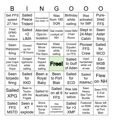 First Flotilla Bingo! Bingo Card