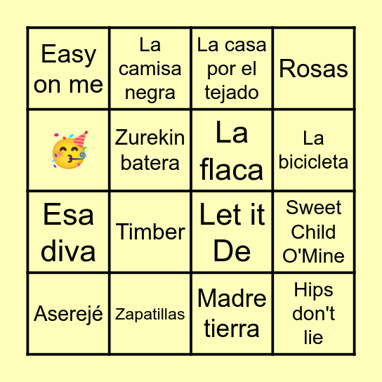 Bingo Musical Bingo Card