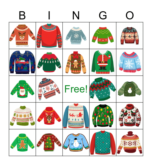 Holiday Sweaters Bingo Card