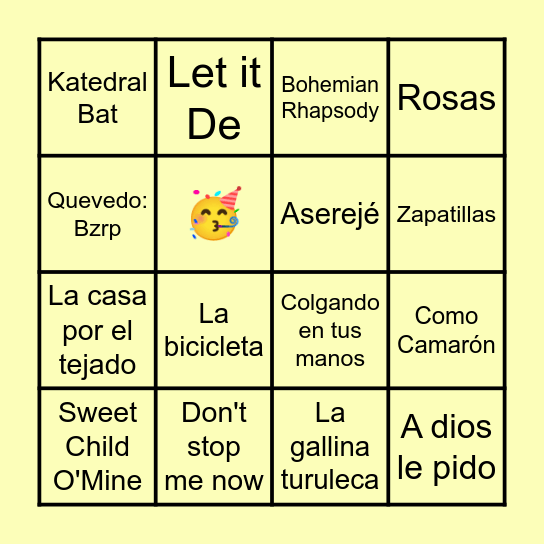 Bingo Musical Bingo Card