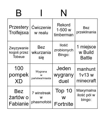 Bingo ZiomaleQ'a Bingo Card
