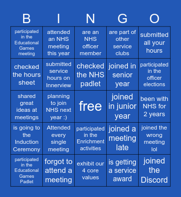 NHS Secondary Care MHWT Bingo Card