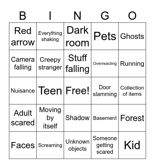 Scary Video v103 Bingo Card
