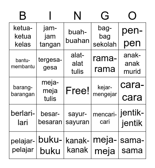 KATA GANDA Bingo Card