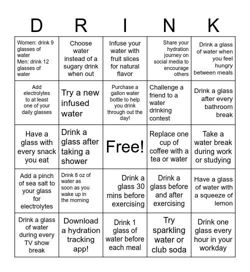 FRM Nation  Hydration Challenge Bingo! Bingo Card
