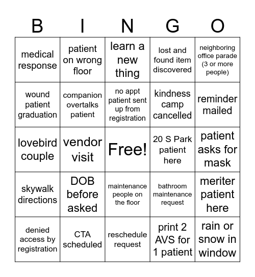 OSP Bingo Card