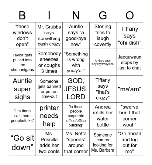 betta call Tyrone Bingo Card