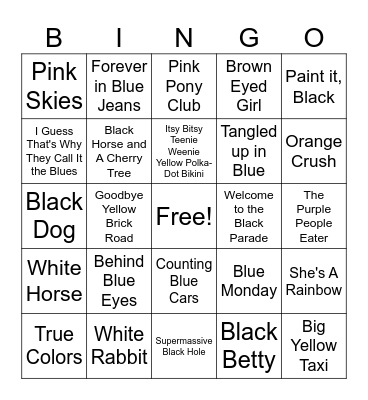 Colors Bingo Card