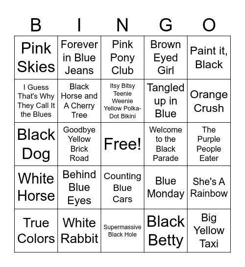 Colors Bingo Card